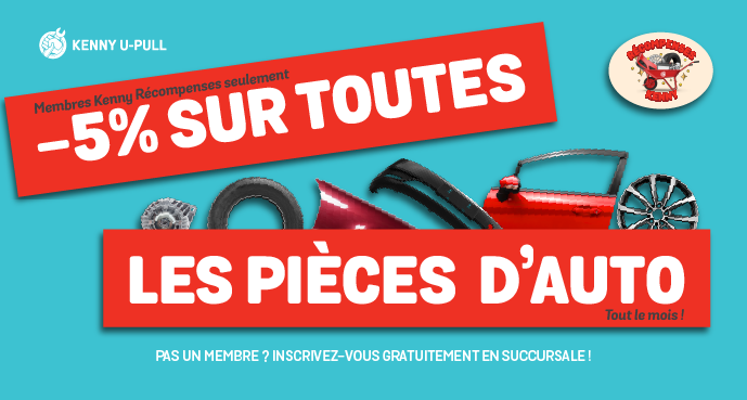 5% de rabais sur toutes les pièces